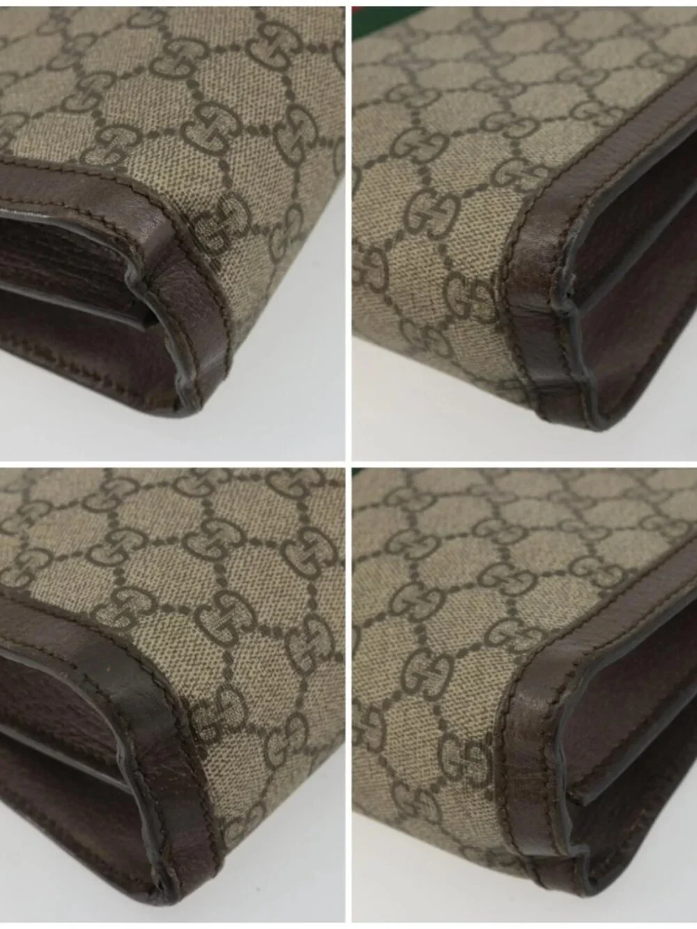 GUCCI GG Supreme Web Sherry Line Chain Bag PVC Beige Gold 503877 Auth mr1659